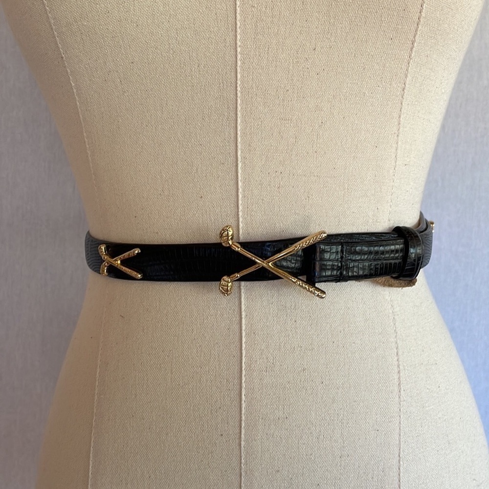 Genuine Italian Leather black snake embossed golf club belt